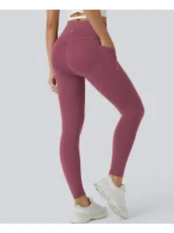 Halara XS 7/8 Womens High-Waisted 7/8 Leggings XS Pink Stretchy Nylon Blend With - Image 2
