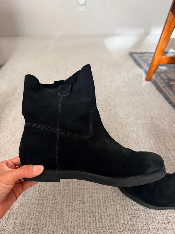 Ugg Josefene black oiled suede flat ankle combat Moto boots 8 - Image 11