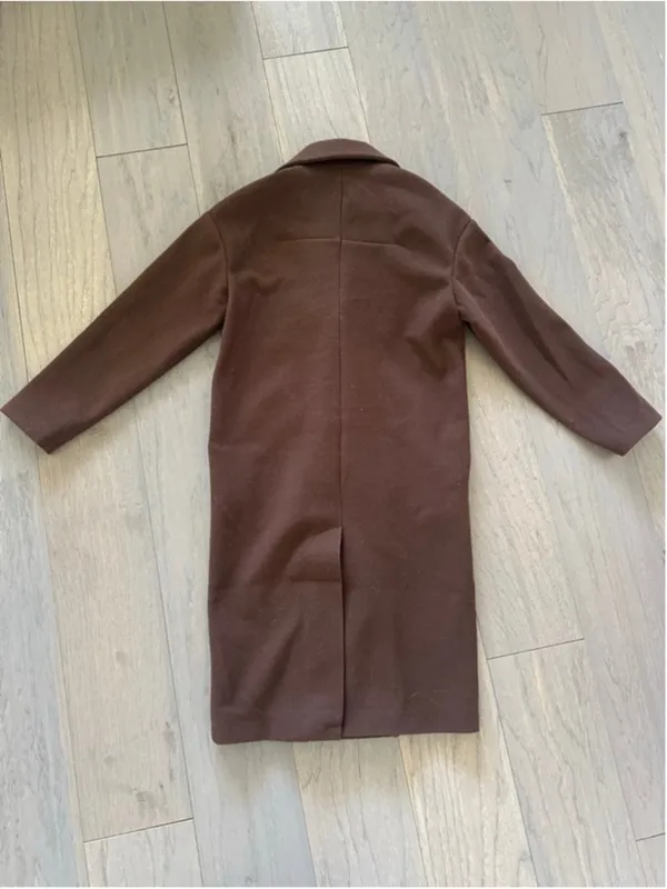 Topshop Brown Pea Coat Double Breasted Size 2 - Image 7