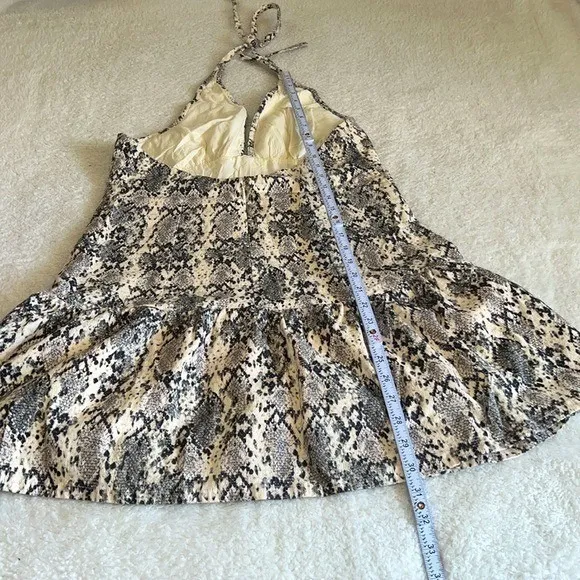 Free People Cecil Halter Mini Dress Snakeskin L Y2K Animal Print - Image 7