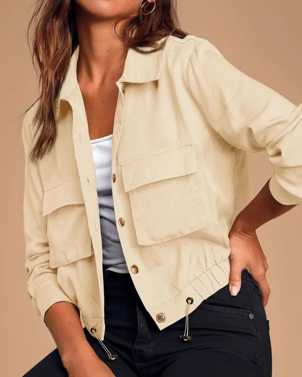Onedreamer Cropped Utility Jacket Tan Size L - Image 2
