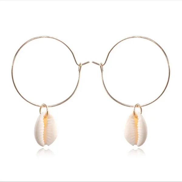 Free People Brand New Summer Boho Chic Seashell Beach Hoop Earrings - Image 2