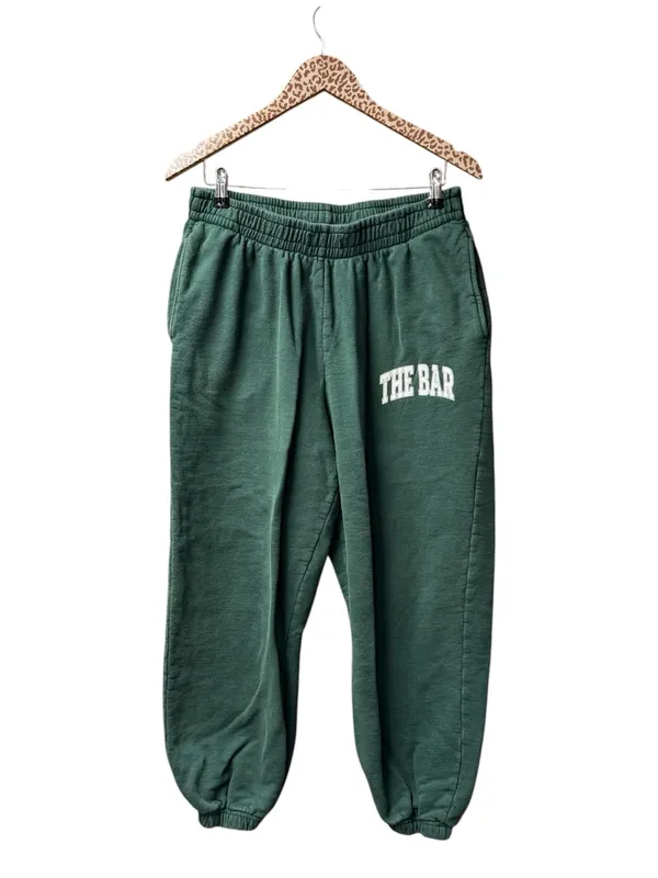 The Bar Varsity Fleece Sweatpants Hunter Green White XL READ - Image 2