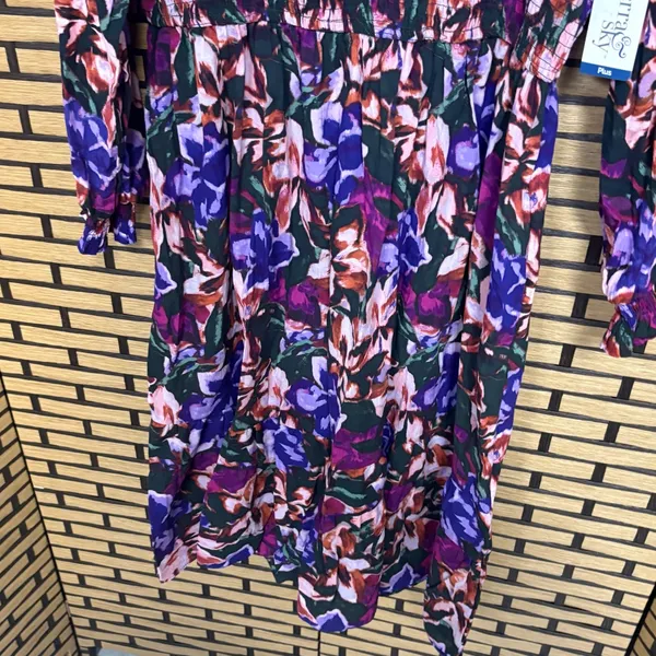 Terra &‎ Sky Purple Floral Midi Dress Size 1X - Image 4