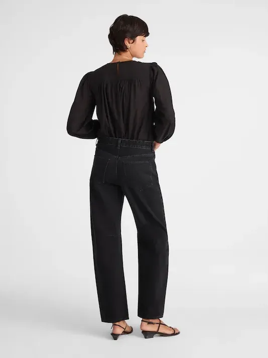 NEW Madewell The Darted Barrel-Leg Jean in Washed Black Women’s Jeans Size 27 - Image 2