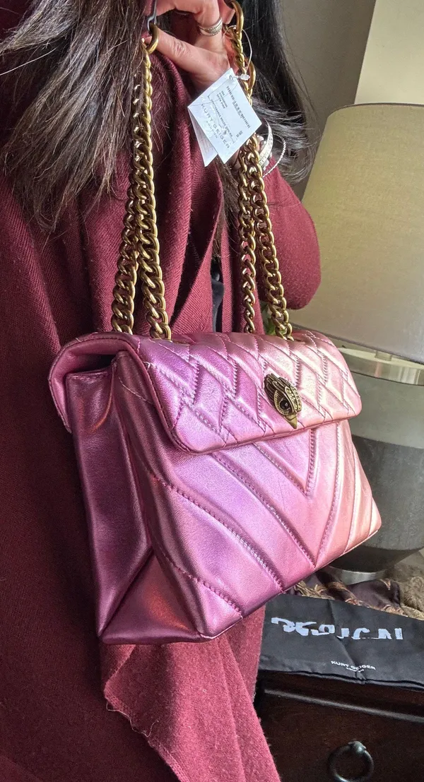 Kurt Geiger Authentic LONDON metallic Quilted 2tone leather gold lock shoulder/Crosby - Image 14