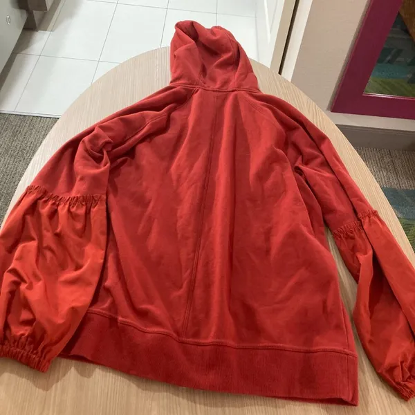 Athleta On My Way Triumph Double Zip Hoodie Hooded Sweatshirt Medium Orange - Image 3