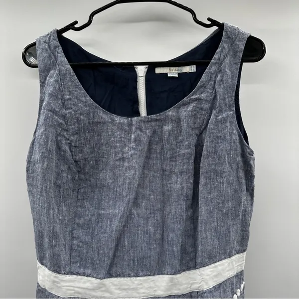 Boden Summer‎ Fun Denim Blue & White Embroidered Sleeveless Mini Dress Size 10 - Image 2