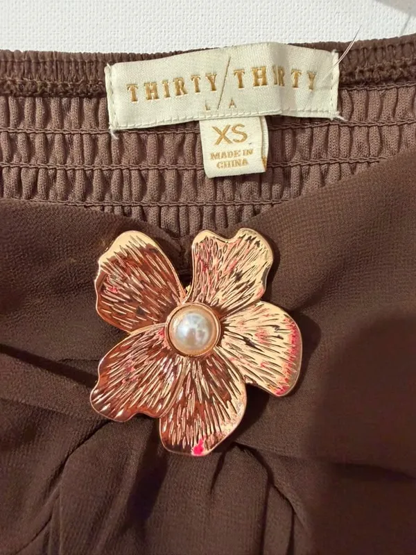 Floral Fairycore Brown Ruffle Hem Cropped Camisole Strapless Tube Top - Image 2