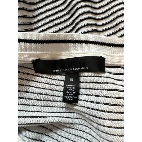 White House | Black Market Striped Abstract Floral V Neck Pullover Sweater Size Medium Lightweight - Image 7