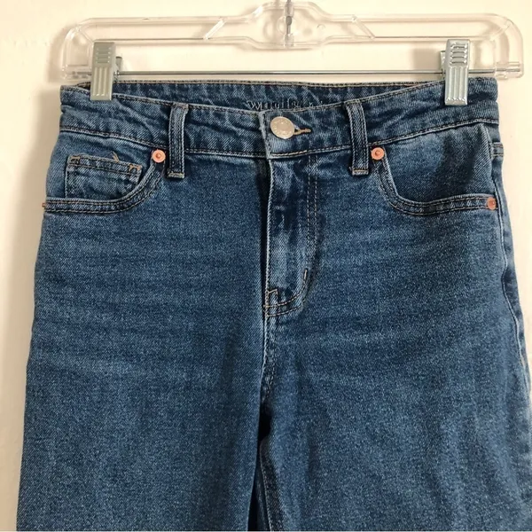 Target Wild Fable Blue Denim Mid Rise Cut Off Straight Leg Pants Jeans 0 - Image 3