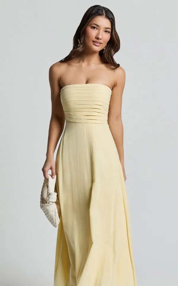 New Showpo Barbra Midi Dress Strapless Ruched Bodice Dress Size Small MSRP $79 - Image 3