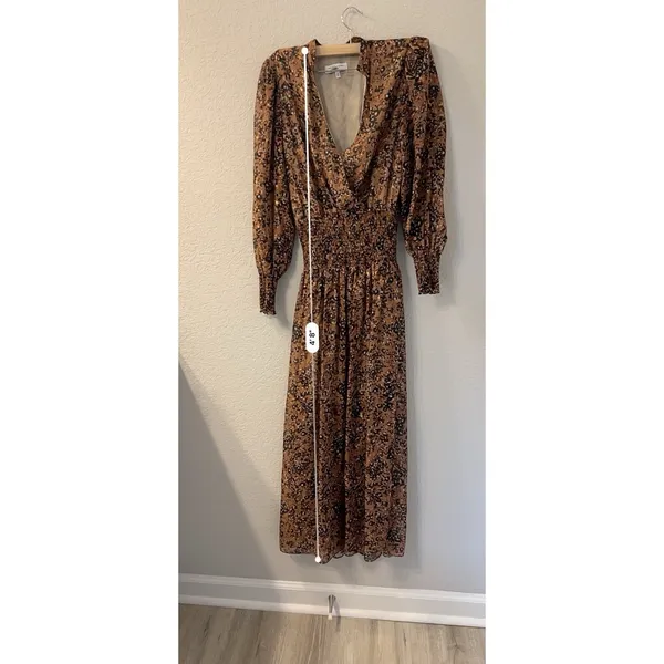 Waverly Grey Floral‎ Brown Printed Chiffon Brynlee Dress Size XS(No Belt) - Image 7