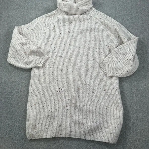 Blu Pepper Tunic Sweater Dress Women's Large Turtleneck Chunky Cream Knit - Image 7
