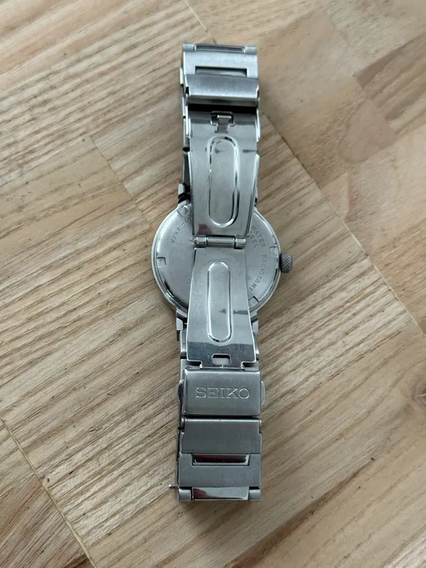 Seiko Very Rare Watch Stainless Steel Bracelet Case White Dial Date Window - Image 12