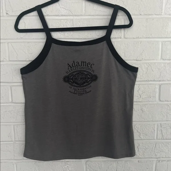 Harley-Davidson Gray Tank Top with Black Straps Size Large - Image 5
