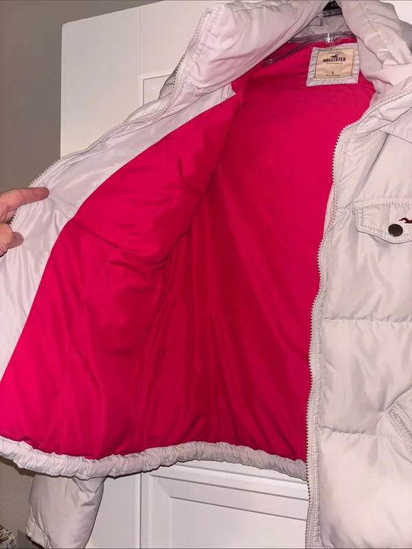 Hollister Grey Puffer Coat Size Large - Image 7