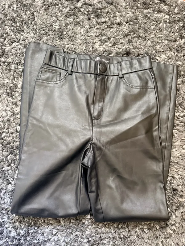 Zara Black Faux Leather Skinny Jeans - Image 2