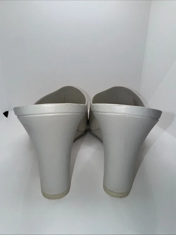 A New Day Vivi Wedge Mule Heels Women’s 10 Off-White Vegan Leather Open Toe - Image 6