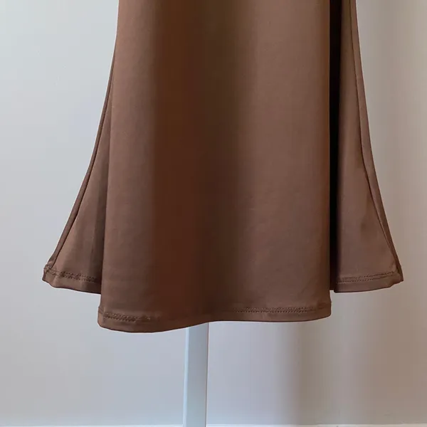 Brown M‎ Maxi Slip Dress Spaghetti Strap Bodycon Minimalist Neutral Classic - Image 3