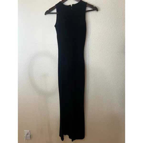 Popilush Black Ribbed Sleeveless Bodycon Maxi Dress Shapewear SMALL Crew Neck - Image 5