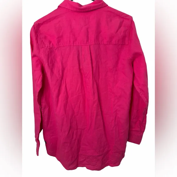 GAP Women's Hit Pink Linen Long Sleeve Button Down NWT - Image 2