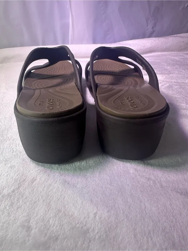 CROCS Women's Wedge Slide Sandal in Olive - Image 7