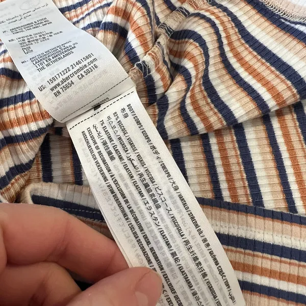 Abercrombie & Fitch Stretch Striped Button Detail Short Sleeve Dress Size XS NEW - Image 7