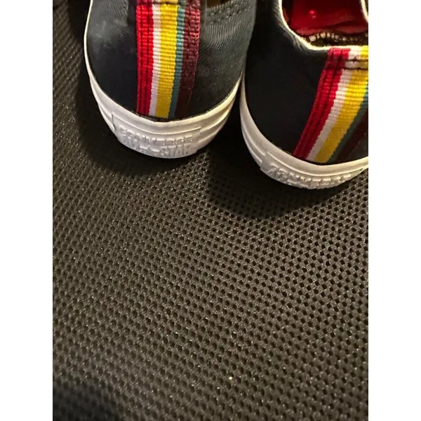 Converse Low Top Sneakers Floral Black Gold‎ Eyelet Multi-Color Stripe Size 6 - Image 4