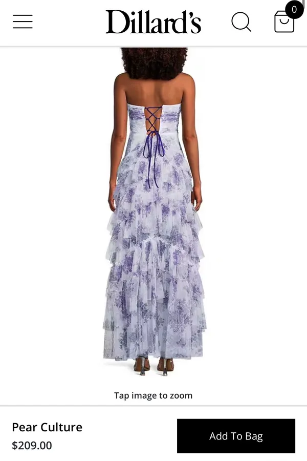 Dillard's Printed Floral Mesh Strapless Corset Tiered Dress - Image 2
