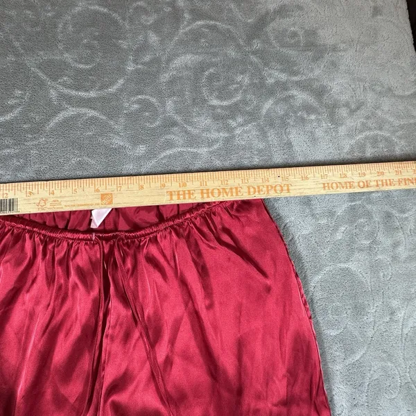 Gilligan & O'Malley Women Medium 2 Pc Sleepwear Set Red Satin Black Trim Pajamas - Image 7