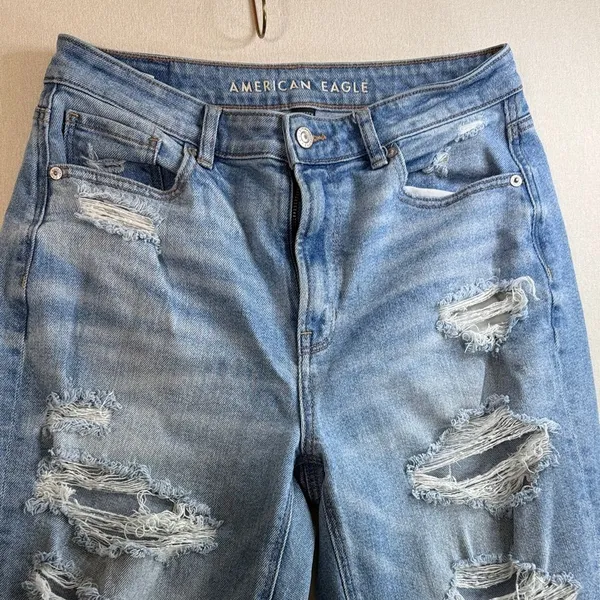 American Eagle Outfitters Distressed Blue Ankle Jeans - Image 3