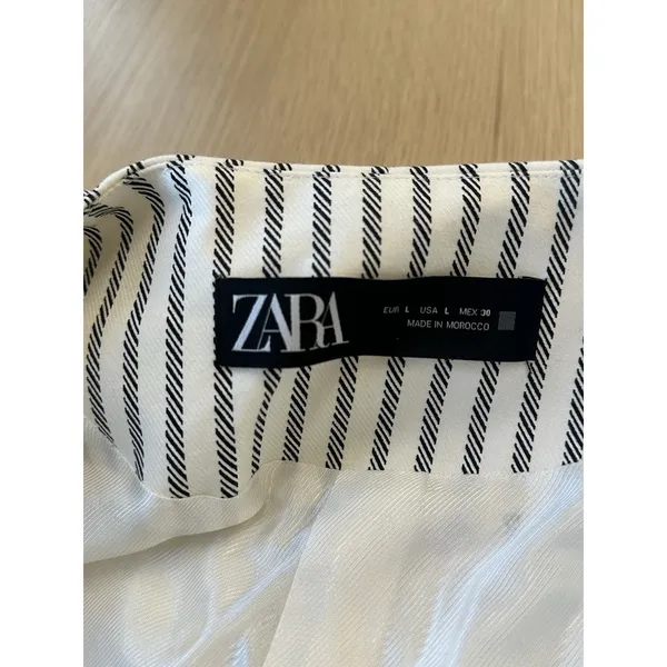 NWOT Zara Navy Striped 3/4 Sleeve Cropped Blazer Jacket Size Large 2504 - Image 4