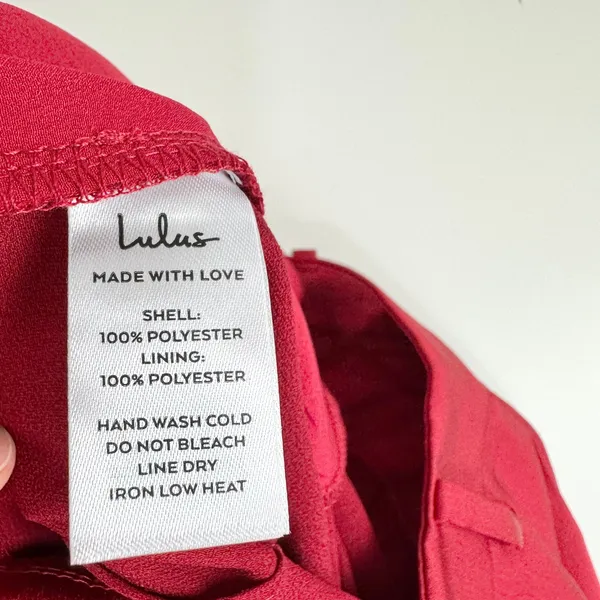 Lulus Modern Approach Red Satin Wide-Leg Pants High Rise Festive Large NWT - Image 10