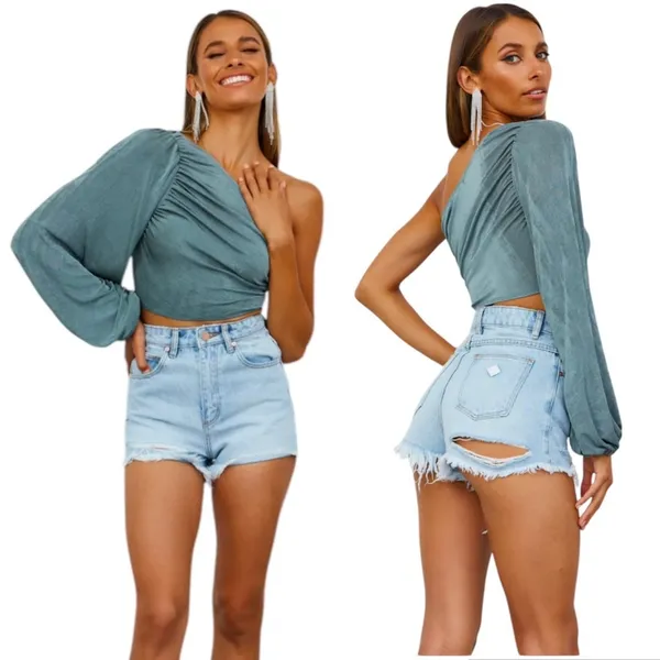 Hello Molly Adoring You One Shoulder Jersey Knit Crop Top Size 6 - Image 2