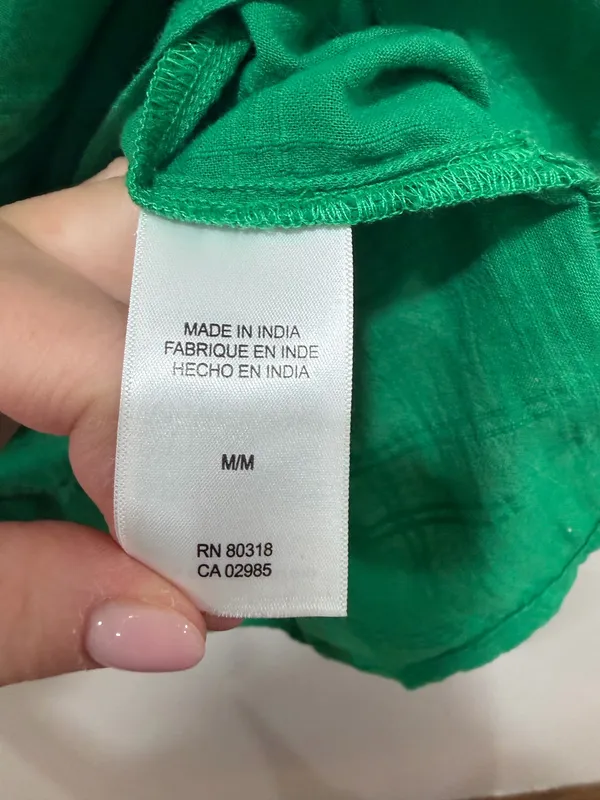 Lucky Brand Green Button Front Blouse Lightweight Textured cotton Top Size - Image 9