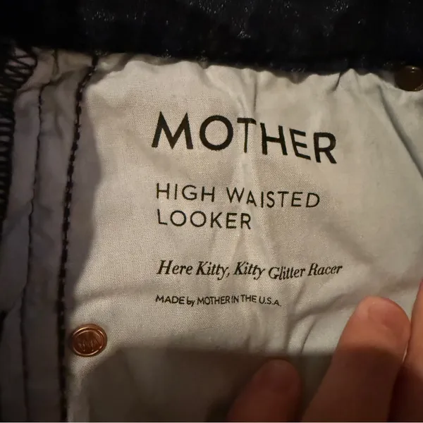 Mother Denim High Waisted Looker Jeans in Here Kitty, Kitty‎ Glitter Racer Sz 25 - Image 10