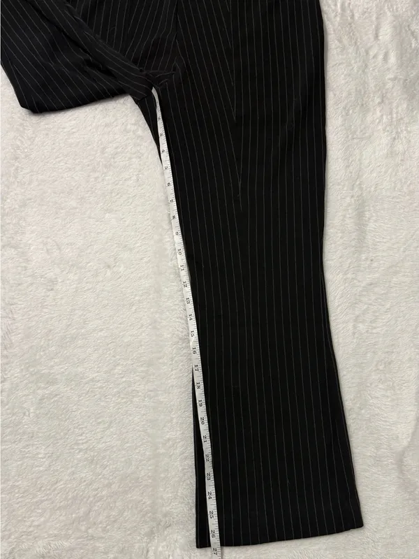 Maeve Anthropologie Margot Kick-Flare Cropped Pinstripe Pants Black - Image 13