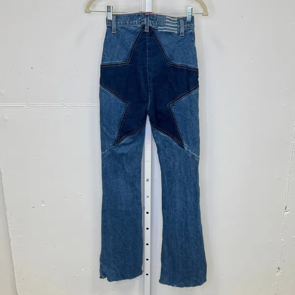 Revice Denim Star Patchwork‎ Flare Jeans Blue High Rise Size 25 Boho Festival - Image 4