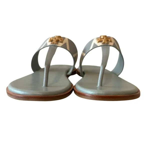 Tory Burch Mini Everly Geometric‎ Blue Grey Sandals Double T 7 - Image 3
