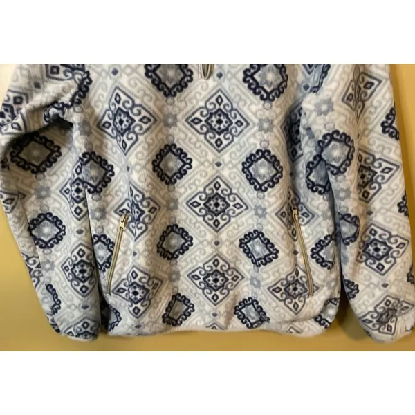 PacSun‎ Fleece Pullover Womens Small Blue Geometric Quarter Zip Excellent Print - Image 6
