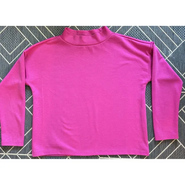 LOFT Outlet Magenta Pink Cozy Mock Neck Fleece Pullover Sweatshirt Large NWOT - Image 8