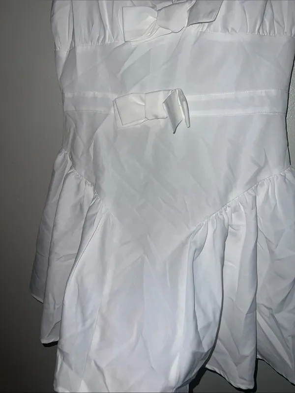 Corset Cute Bow Decor V-Neck A-Line Ruffle Mini Dress, Vacation, Date, Romantic - Image 7