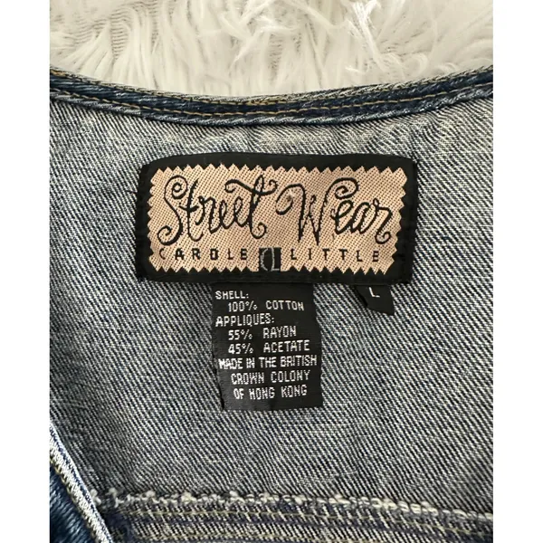 Street Wear Carole Little Denim Studded Vintage Vest sz L Large‎ - Image 7