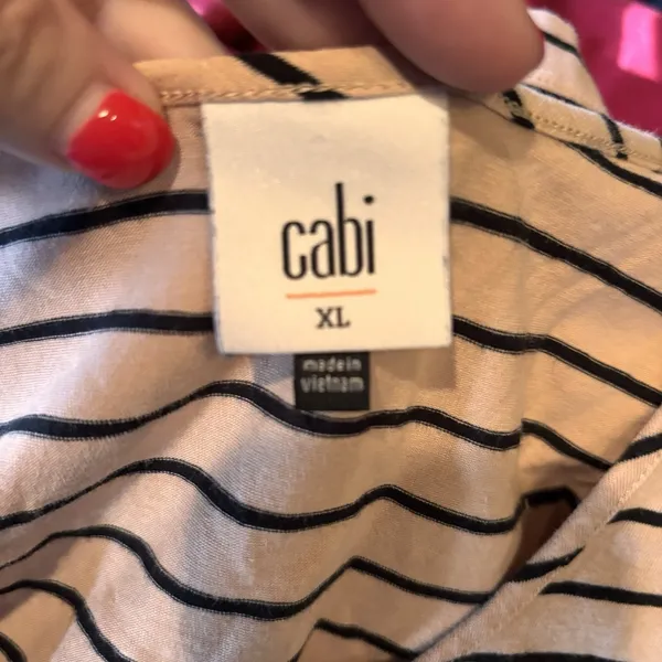 Cabi XL Brown Black Striped Tank‎ Top Scoop Neck Stretch Cotton Knit - Image 4