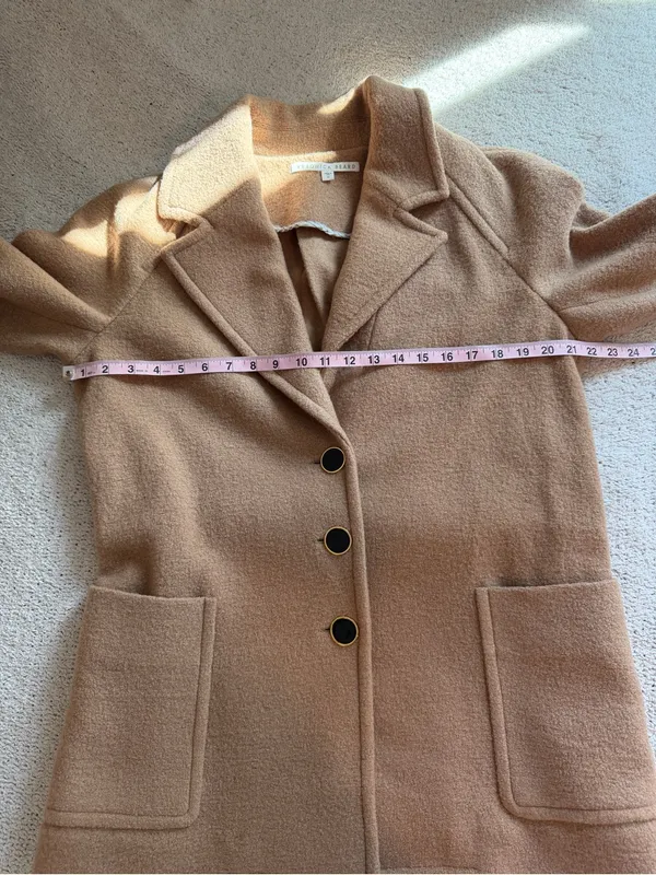 Veronica Beard Bjorn Belted Wool Coat Camel Tan Medium - Image 7