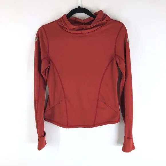 Lululemon Women's Pullover Hoodie Flip Cuff Brick Red Size 6 - Image 2
