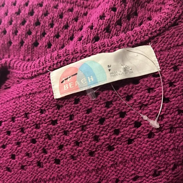 NWOT FREE PEOPLE BEACH Mairead Fauxchet Crochet Knit Top Purple - Image 4