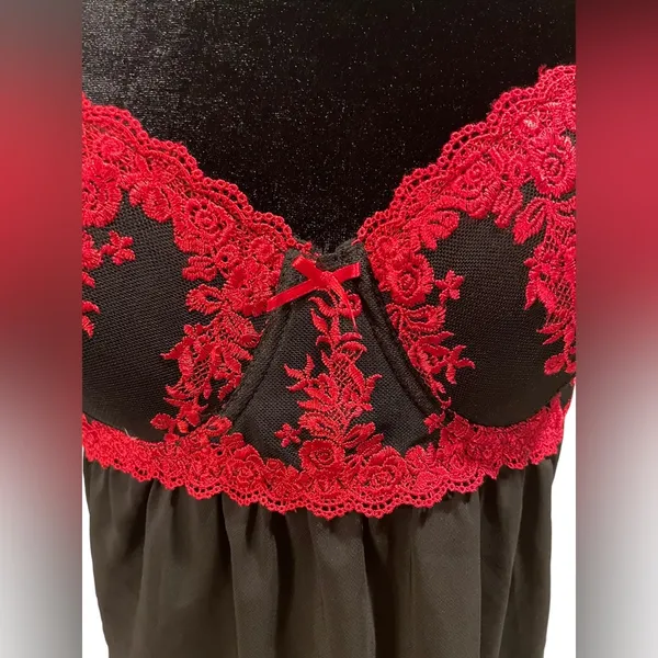 Madison Intimates Victorian Goth Witchy Floral Lace Bustier Lingerie Slip Dress - Image 3