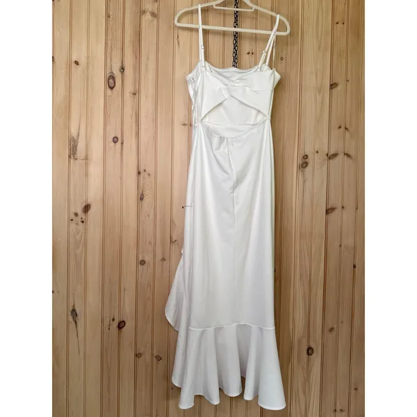 NWOT Lulus Iveta White Cutout Ruffled Sleeveless Midi Dress Dance Party Sz L - Image 6